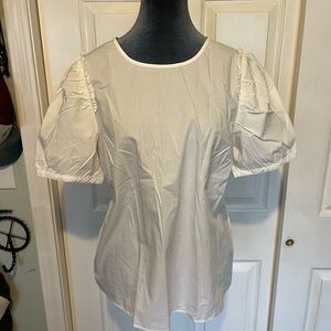 J. Crew White Puff Sleeve Blouse